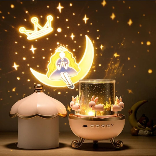 مصباح نجوم دوّار للأطفال – تصميم أرنب
